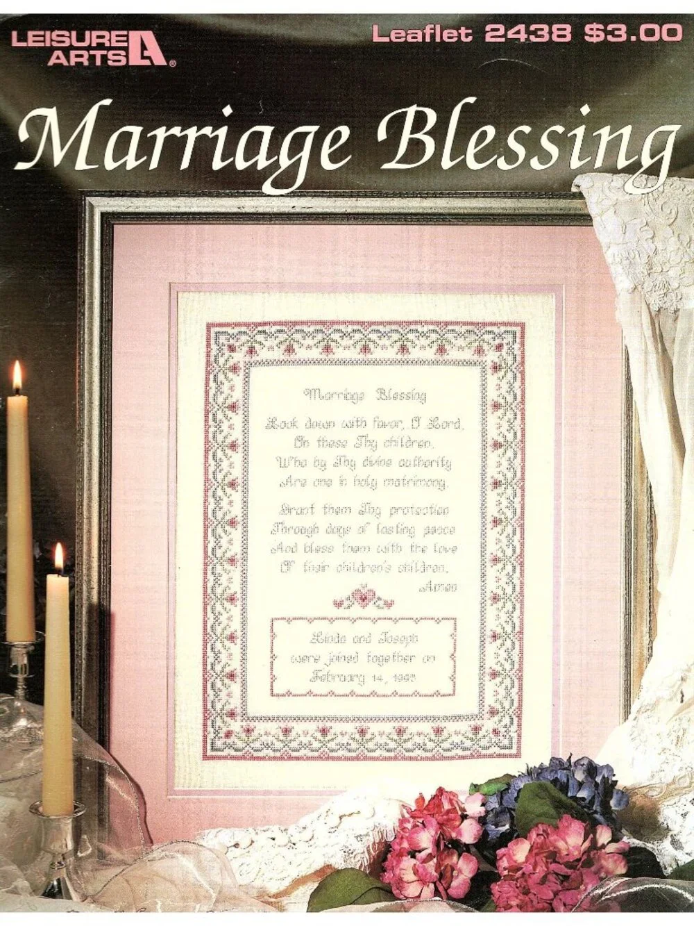 Marriage Blessing Vintage 1993 Cross-Stitch Pattern By Leisure Arts Leaflet 2438